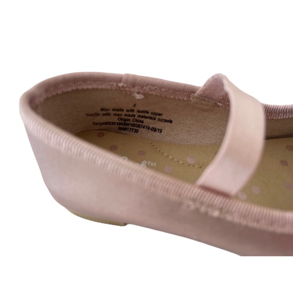 Cat & Jack Pink Blush Ballet Flats with Bow | Baby Girl Size 5 - Picture 4 of 8